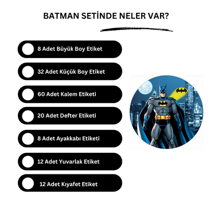 Batman Okul Etiketi Seti