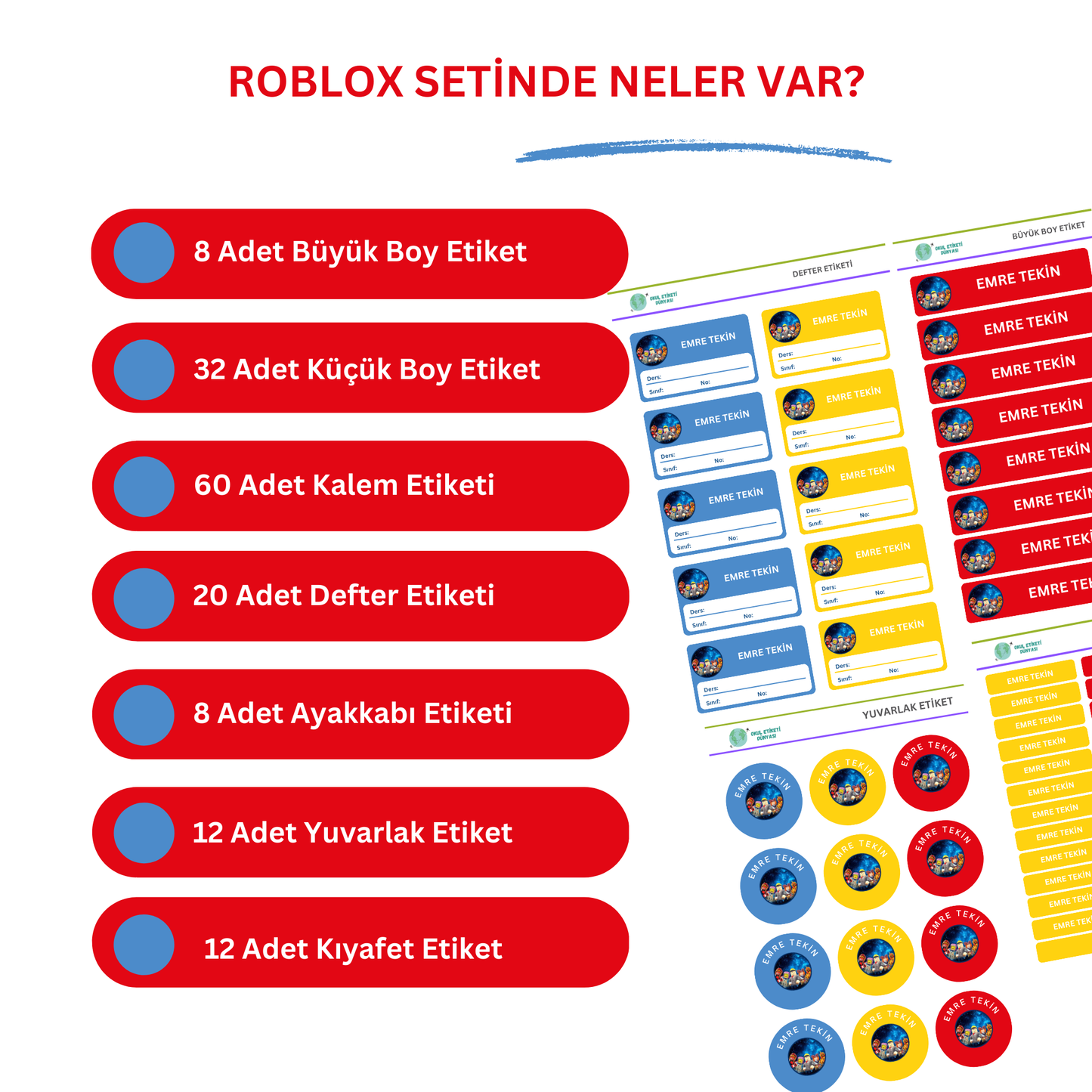 Roblox Okul Etiketi Seti