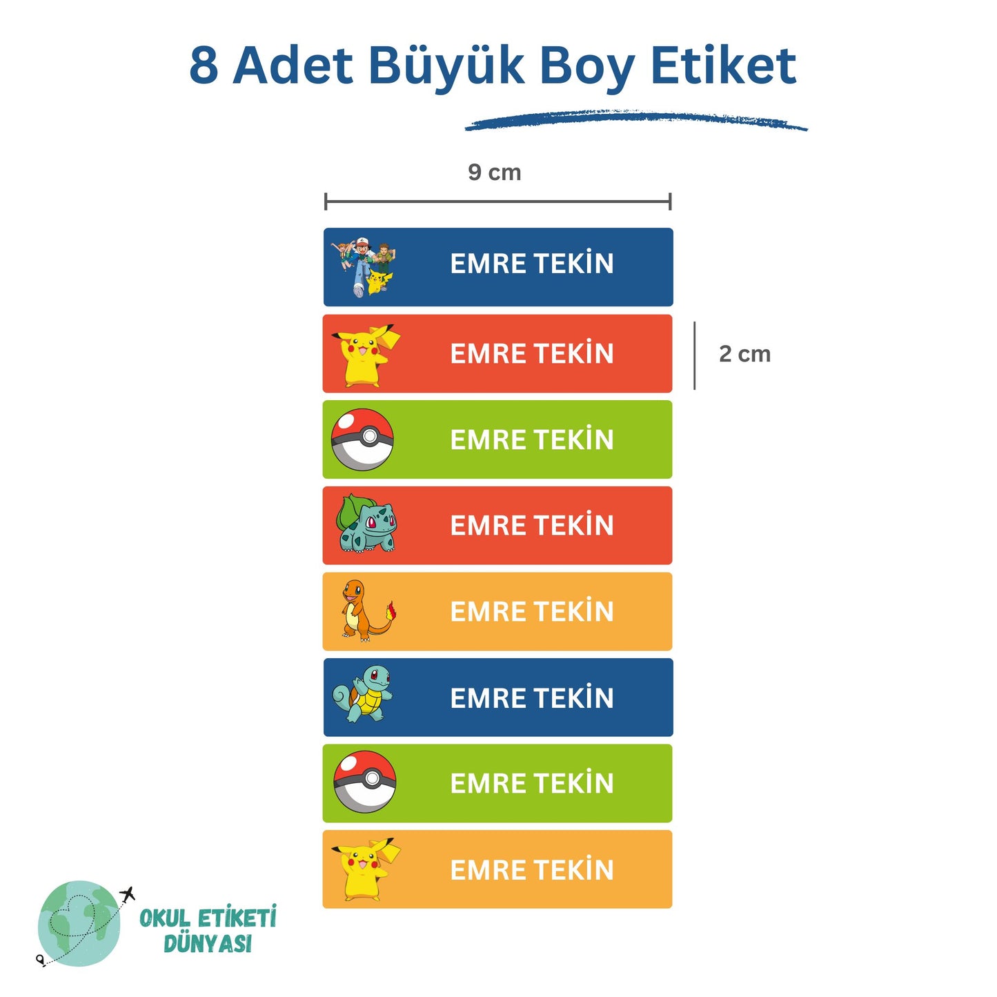 Pokemon Okul Etiket Seti