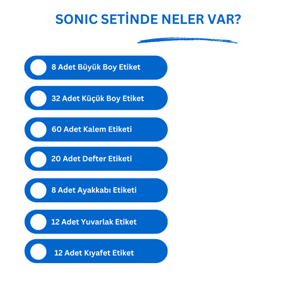 Sonic Okul Etiketi Seti