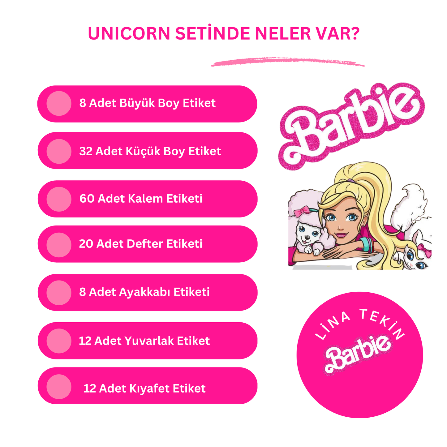 Barbie Okul Etiketi Seti