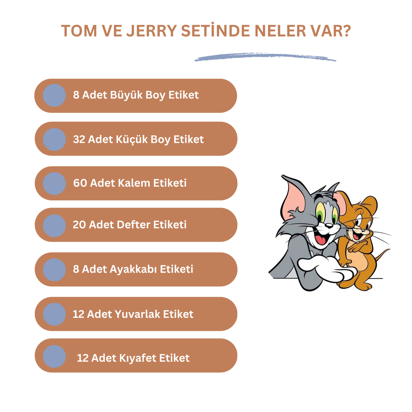 Tom ve Jerry Okul Etiketi Seti