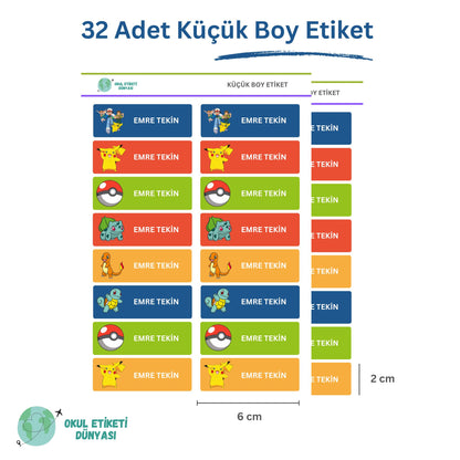 Pokemon Okul Etiket Seti