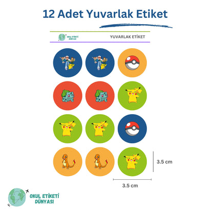 Pokemon Okul Etiket Seti