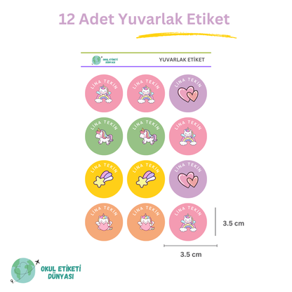 Unicorn Okul Etiketi Seti